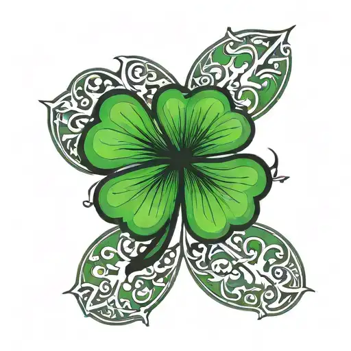 dog nose print inside four leaf clover tattoo design idea