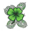 dog nose print inside four leaf clover tattoo design idea