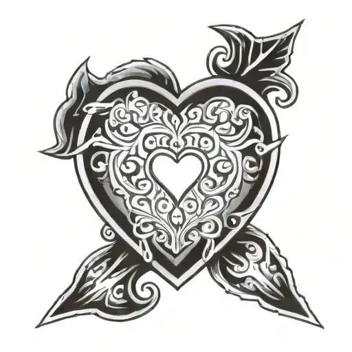 Spiritualité symbols forming a shield of protection around a heart symbolizing love tattoo design idea