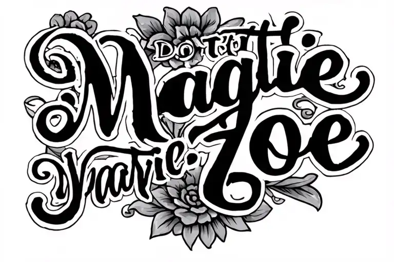 "Dottie, Maggie, Zoe" Script tattoo tattoo design idea