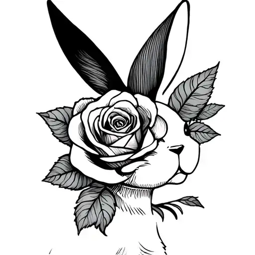 playboy bunny with rose tattoo design idea