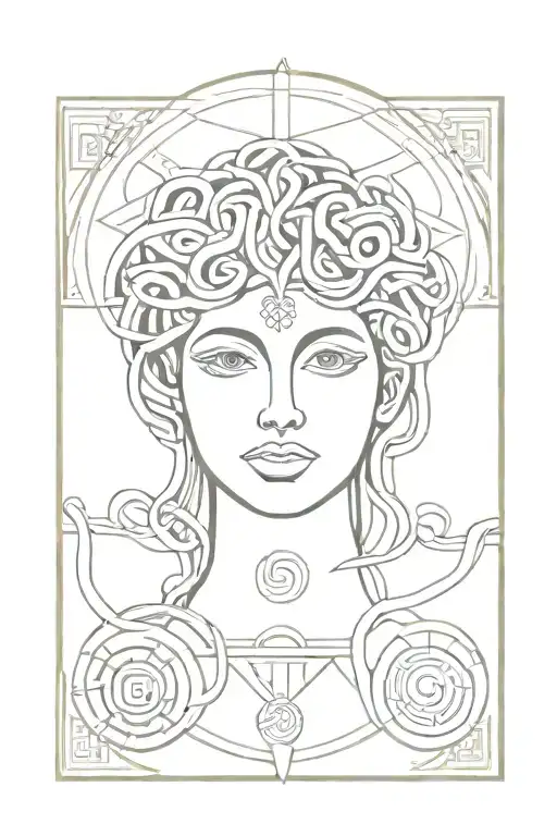 Sacred geometry with medusa head and the sicilian symbol tattoo design idea