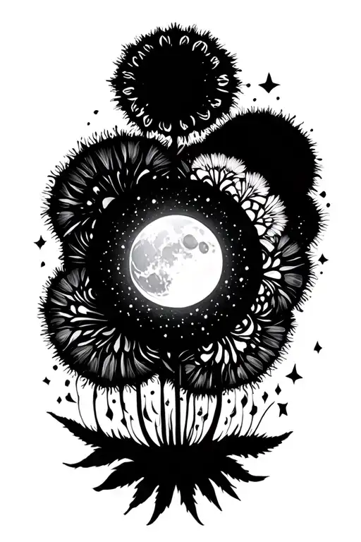 moon sun dandilion mandala design tattoo design idea