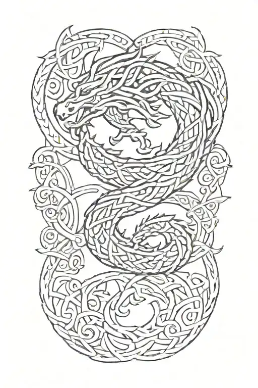 Celtic Dragon flying tattoo design idea
