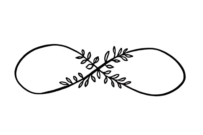 fine line memorial infinity loop, hearts, flowers tattoo design idea