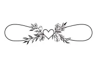 fine line memorial infinity loop, hearts, flowers tattoo design idea