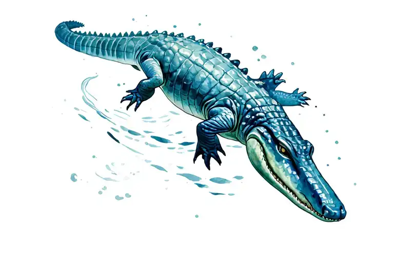 crocodile swimming tattoo design idea