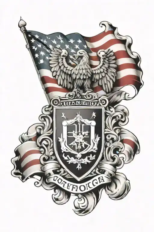 patriotic American background with Portuguese imagery  tattoo design idea