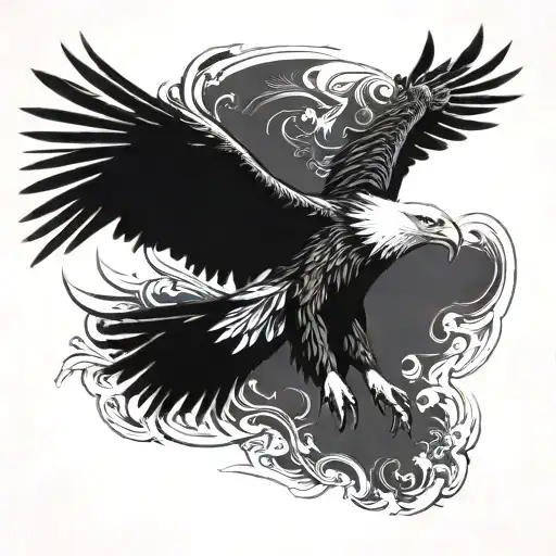 the eagle flies with its wings spread tattoo design idea