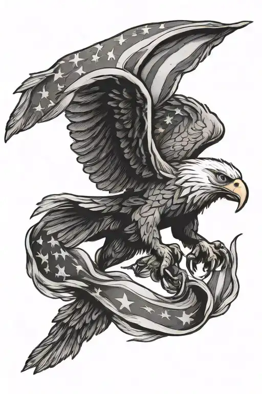 spartan, eagle flying, American flag intertwined tattoo design idea