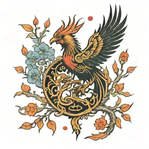 Phoenix Bird Inside A Tree Of Life tattoo design idea