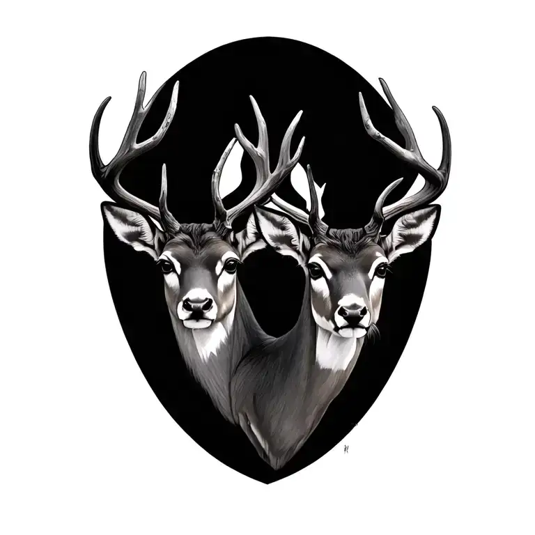 buck and doe face tattoo design idea