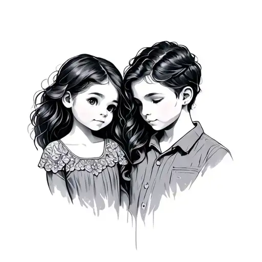 Son And Daughter tattoo design idea