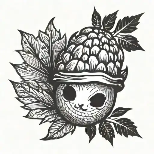 Punk look, black-and-white acorn, fine line minimalist, alternative grunge 8.31.16 tattoo design idea