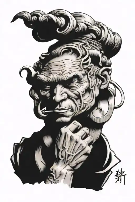 the thinker statue tattoo design idea