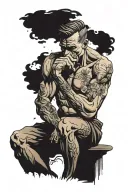 the thinker statue tattoo design idea