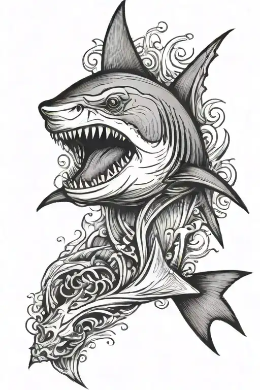 Shark head tattoo design idea