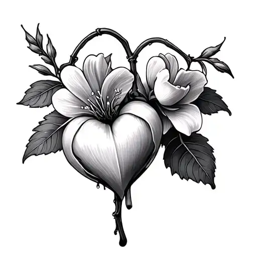 Bleeding heart flowers tattoo design idea