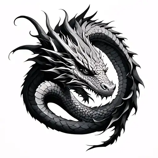 realistic sleeping dragon tattoo that begins below the top left wrist and wraps around the arm with the sleepin tattoo design idea