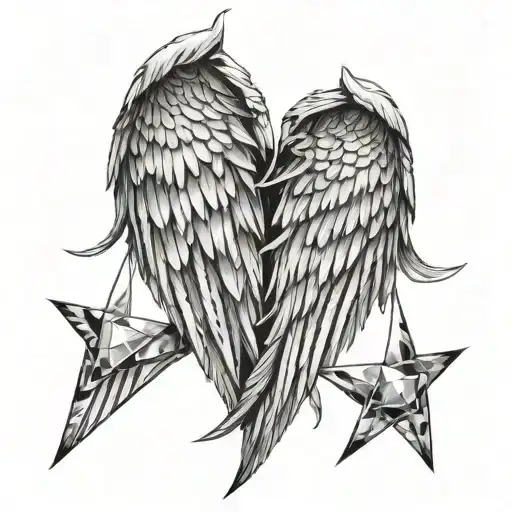 angel wing 3 triangles tattoo design idea