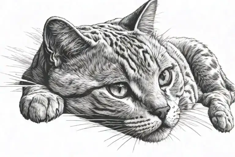 british shorthair white and grey tattoo design idea