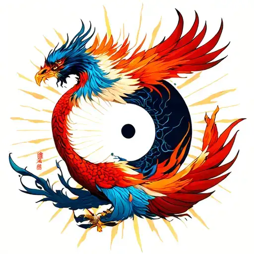 AVE FENIX IN YIN YAN BETWEEN RAYS tattoo design idea
