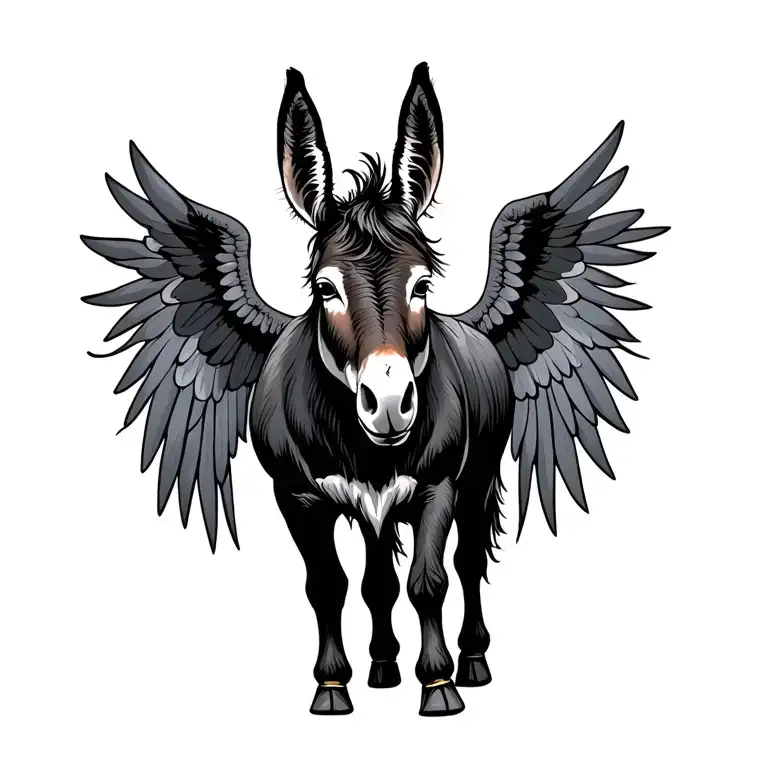donkey with wings spread tattoo design idea