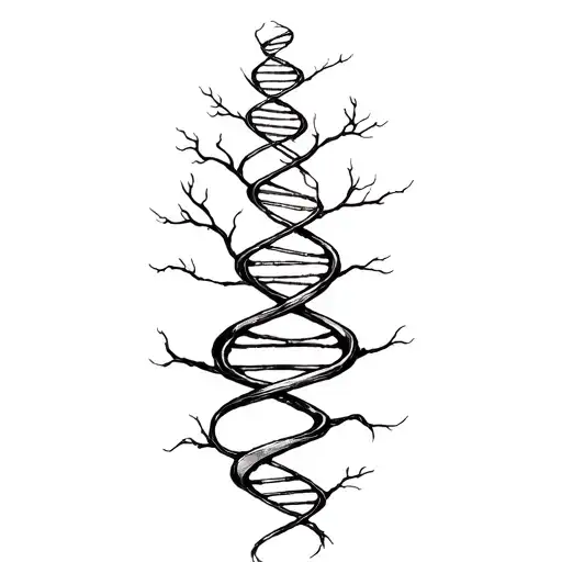 tree dna strand morphing simbolizing life tattoo design idea