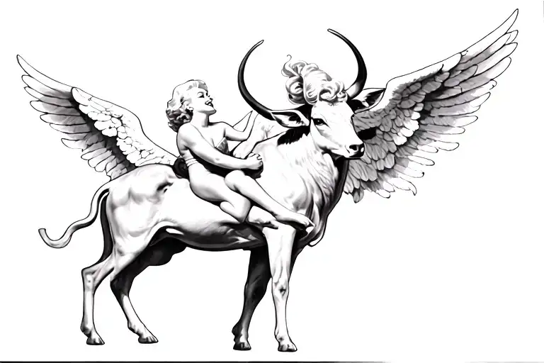 Marilyn Monroe Angel Watching over Taurus tattoo design idea