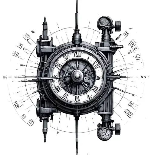 time machine schematic drawing tattoo design idea