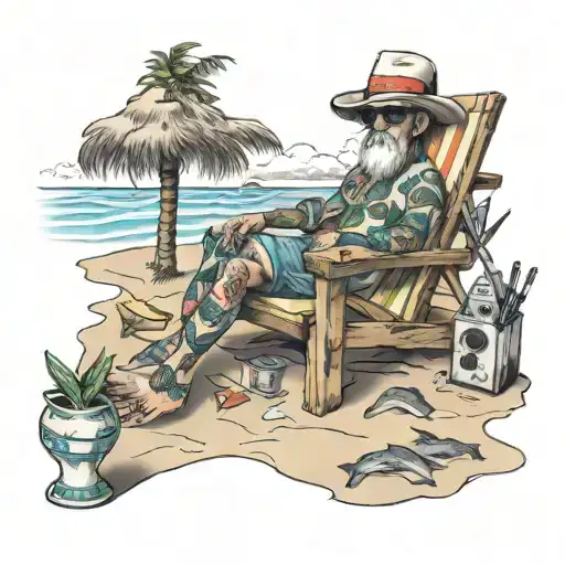 Beach bum relaxing tattoo design idea