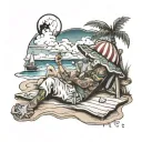 Beach bum relaxing tattoo design idea