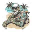 Beach bum relaxing tattoo design idea