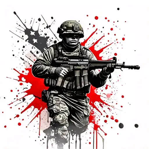 us army infantry with trash polka style tattoo design idea