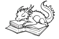 cartoon dragon sleeping on books tattoo design idea