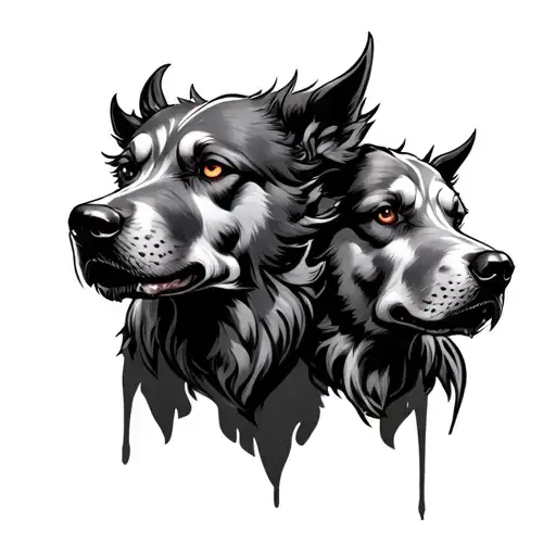 3 headed cerberus + hell hound tattoo design idea