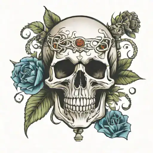 intensive care unit skull tattoo design idea