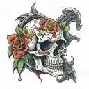 intensive care unit skull tattoo design idea