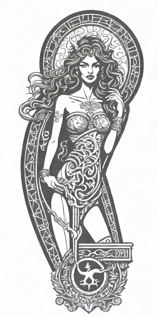 Taurus and young sexy woman betrays tattoo design idea