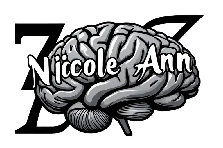 the name Nicole Ann and something that represents the 7 minutes of brain activity  tattoo design idea