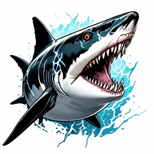 shark made of lightning  tattoo design idea