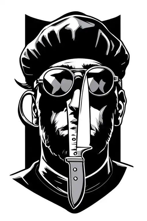 chef knives and hat forever 18 aviator glasses JJ tattoo design idea