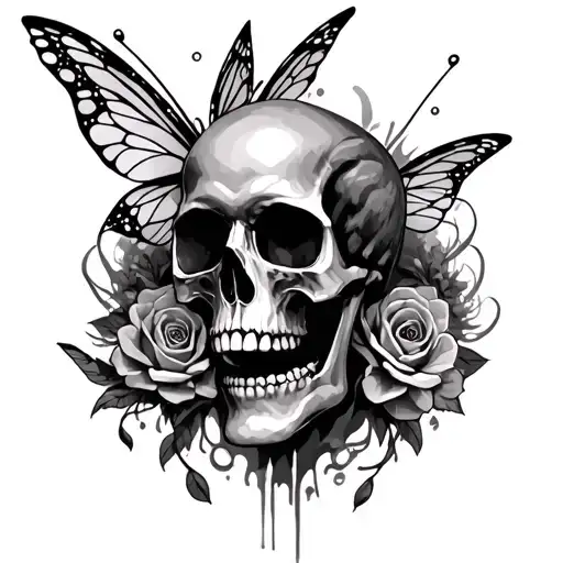 skulls and fairys tattoo design idea
