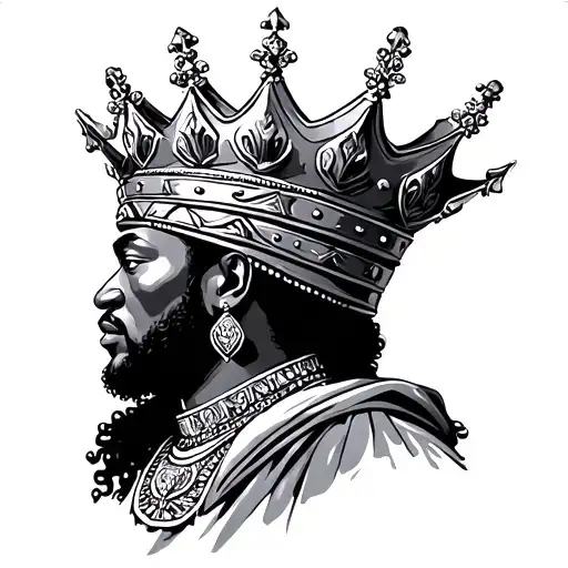 African American king with crown tilted to the left tattoo design idea