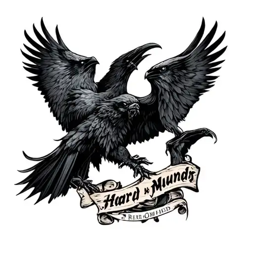 hard rock, hugin and munin, scary movies sleeve tattoo design idea