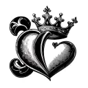 Queen crown, letter C and heart shape in a row tattoo design idea