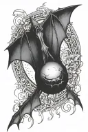 bat hanging upside down black sun tattoo design idea