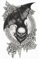 bat hanging upside down black sun tattoo design idea