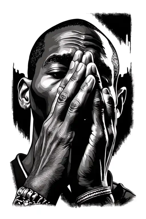 2pac praying hands holding tattoo design idea