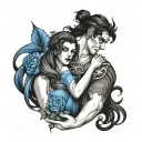tattoo symbolize hades and persephone with blue shadows tattoo design idea